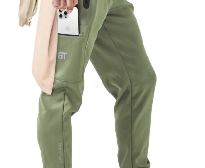 Born Tough Men’s Tapered Bodybuilding Gym Joggers with Cargo Pockets, Athletic Running Sweatpants