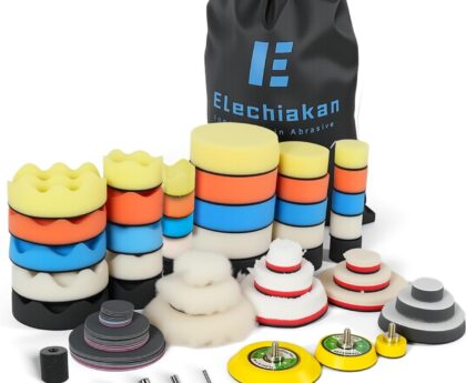 78PCS Drill Polishing Buffing Pads Kit with Buffer Polisher Attachment, 1/2/3 Inch Car Polishing Detailing Wheels for Dremel Air Mini Polisher Sander, Headlights Restoration Pad for Waxing Cleaning