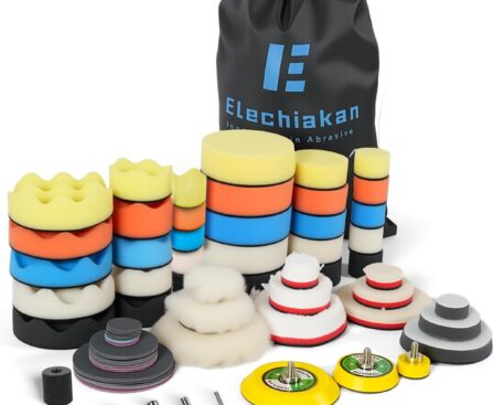 78PCS Drill Polishing Buffing Pads Kit with Buffer Polisher Attachment, 1/2/3 Inch Car Polishing Detailing Wheels for Dremel Air Mini Polisher Sander, Headlights Restoration Pad for Waxing Cleaning