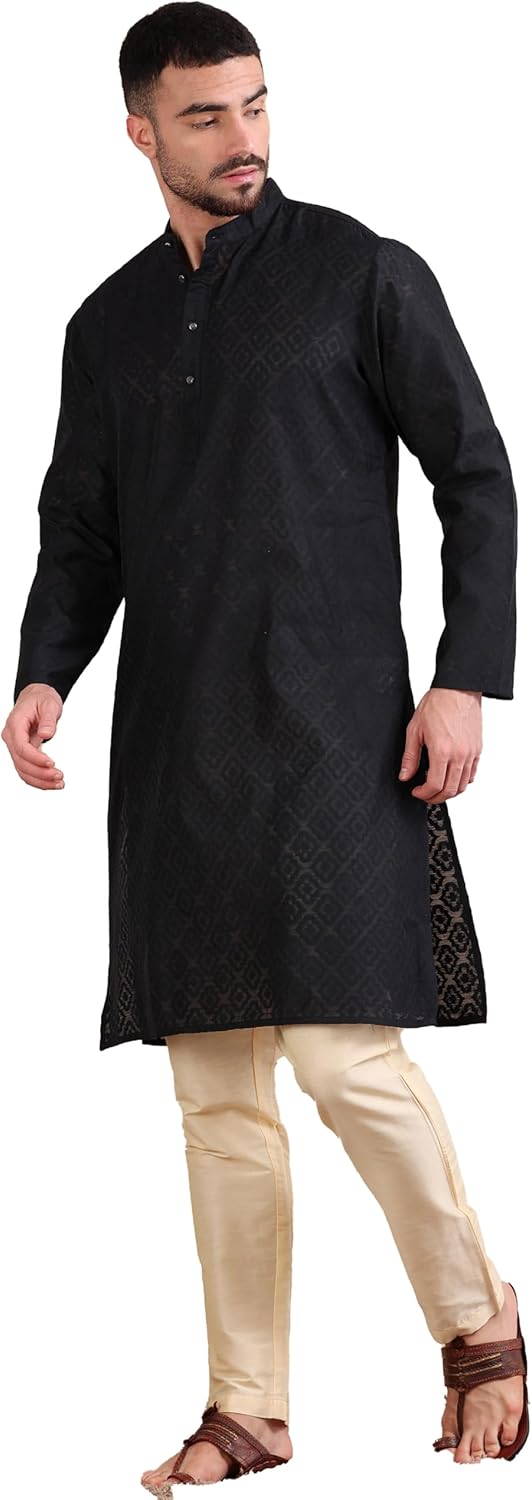 Filori Men’s Cotton Kurta – Casual Ethnic Wear, Long Kurta for Men, Lightweight & Breathable Fabric
