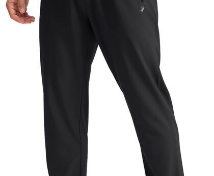 Pudolla Men’s Lightweight Hiking Pants Quick-Dry Outdoor Sweatpants with Zipper Pockets for Casual Travel Athletic Workout