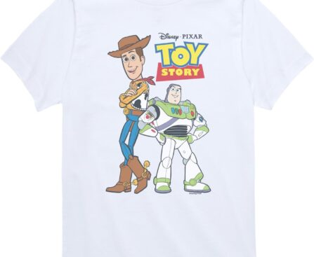 Disney Unisex-Kids Youth Boys & Girls Official Toy Story Woody & Buzz Lightyear Short Sleeve Cotton T-Shirt