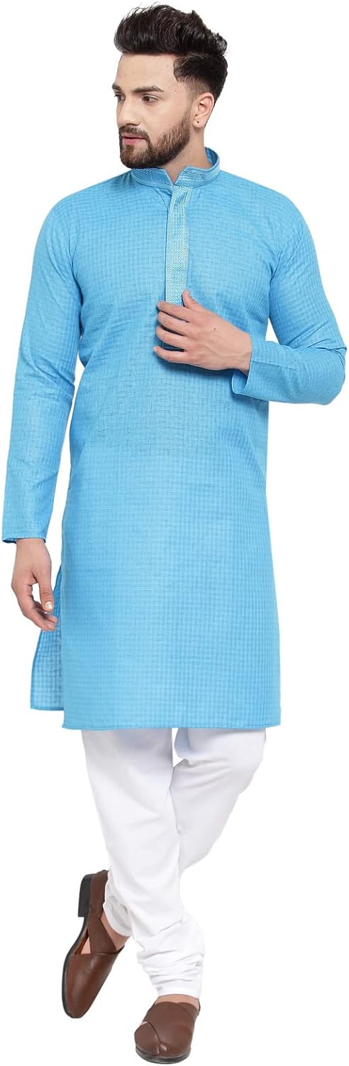 Maple Clothing Men’s Kurta Pajama Cotton Self Design Indian Evening Dress