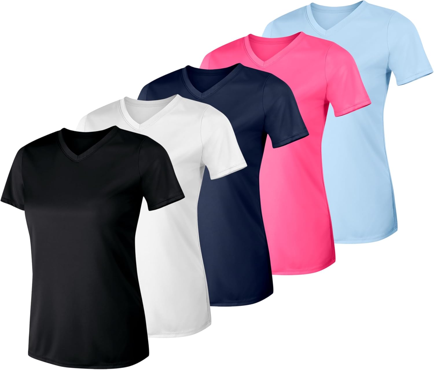 Hanes Womens Cool Dri Performance V-Neck T-Shirt, Moisture-Wicking Short Sleeve Tee, 40+ UPF Protection, 1 Or 5 Pack