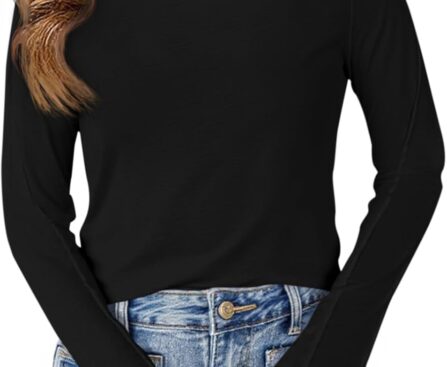 Haloumoning Girls Long Sleeve T-Shirts Kids Summer Fall Crewneck Tops Basic Tees 5-14 Years