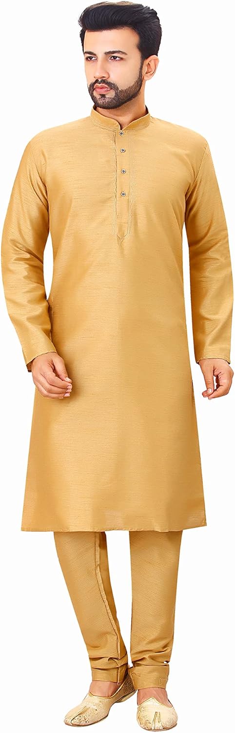 Mens Emboridered Silk Kurta Pyjama Set