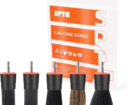 SPTA Drill Brush Attachment, 5 Pcs Mixed Hair Drill Brush Head Set, Auto Detail Set, Replacement Car Detail for Cleaning Interior or Exterior, Used on Electric, Electric Driver