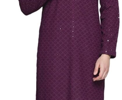 Maple Clothing Sequined Indian Cotton Men’s Kurta Pajama Chikankari Embroidered Wedding Guest Outfit