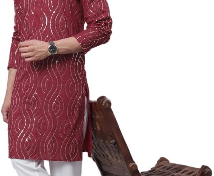 Sojanya (Since 1958 Men’S Pure Cotton Grey Designer Kurta And White Churidar Pyjama Set