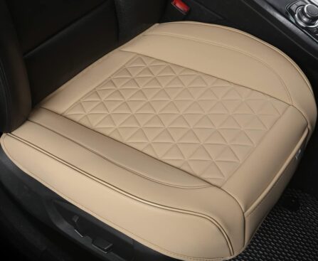 Black Panther Luxury Polyvinyl Car Seat Cover Front Bottom Seat Cushion Cover, Anti-Slip and Wrap Around The Bottom, Fits 95% of Vehicles – 1 Piece,Beige