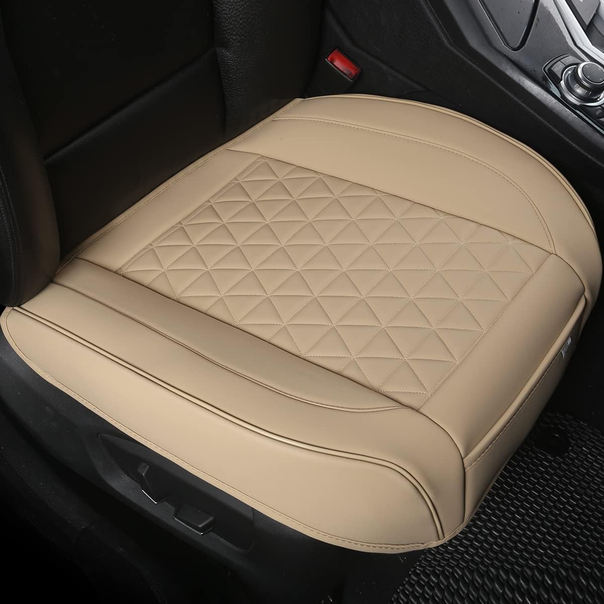 Black Panther Luxury Polyvinyl Car Seat Cover Front Bottom Seat Cushion Cover, Anti-Slip and Wrap Around The Bottom, Fits 95% of Vehicles – 1 Piece,Beige