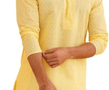 Sojanya (Since 1958 Men’S Pure Cotton Chikankari Only Long Kurta