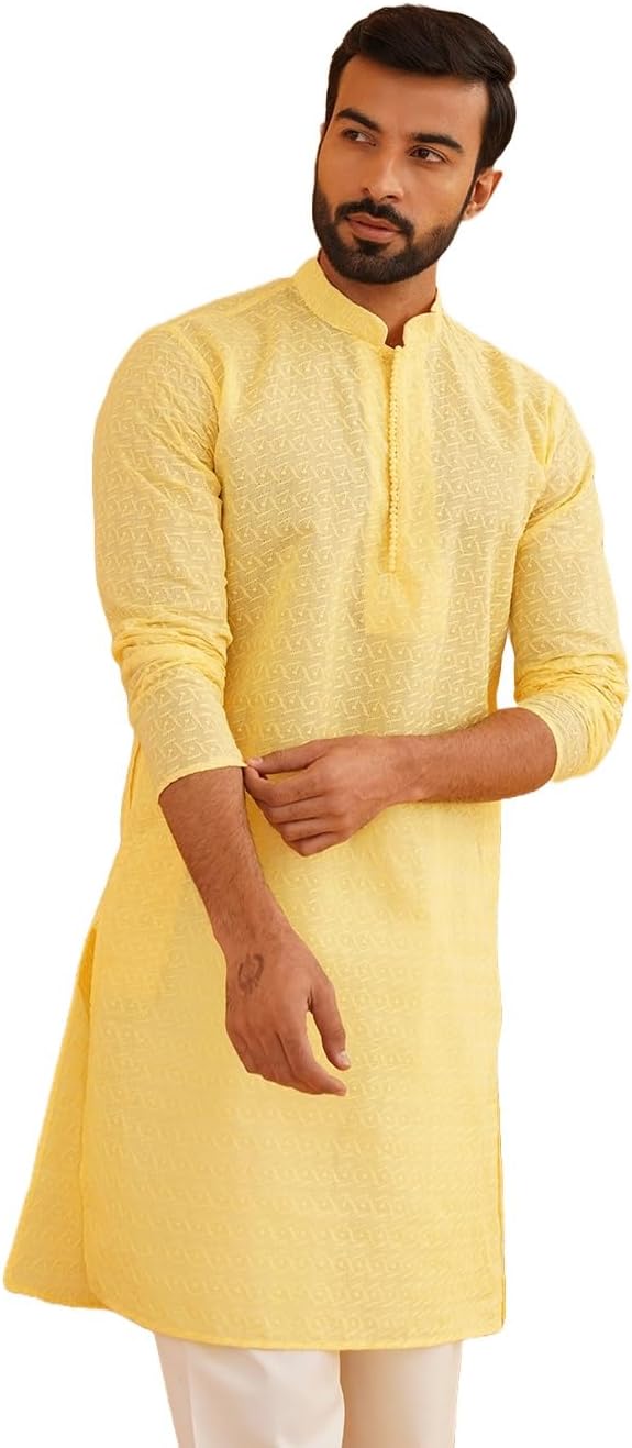 Sojanya (Since 1958 Men’S Pure Cotton Chikankari Only Long Kurta