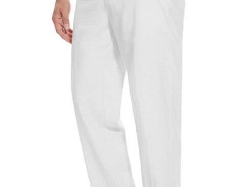Tapata Men’s Linen Casual Dress Pants Lightweight Elastic Waist Slacks Straight Leg Regular Fit Trousers for Work Business