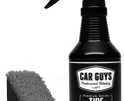 CAR GUYS Tire Shine Spray | The Perfect Shine | Durable and User Friendly Tire Dressing | Long Lasting UV Protection for Black Tires, Wheels, & Rubber | 18 Oz Kit with Applicator Pad