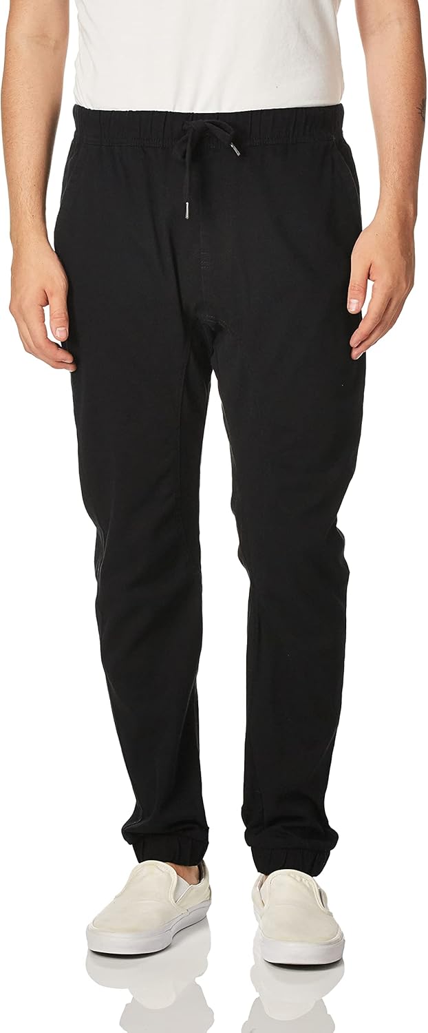 WT02 Mens Jogger Pants in Basic Solid Colors and Stretch Twill Fabric