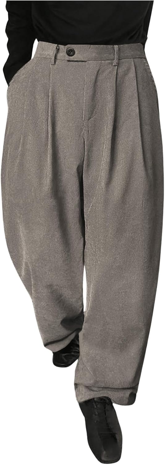 Floerns Men’s Slant Pocket Tailored Pants Work Office Fold Pleated Trousers