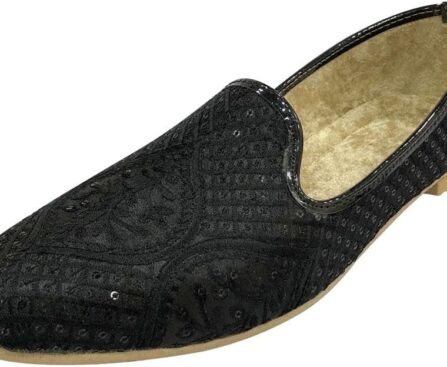 Jutti for Men Black Traditional Handmade Mojari Punjabi Juti Bridal Shoes Ethnic Mojari Indian Shoes