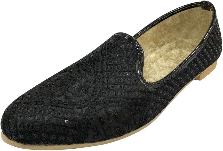Jutti for Men Black Traditional Handmade Mojari Punjabi Juti Bridal Shoes Ethnic Mojari Indian Shoes