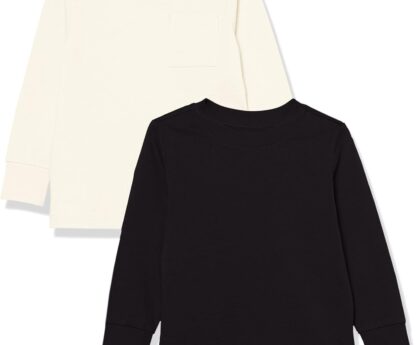 Amazon Essentials Unisex Kids and Toddlers’ Long-Sleeve Rib Cuff T-Shirt, Pack of 2