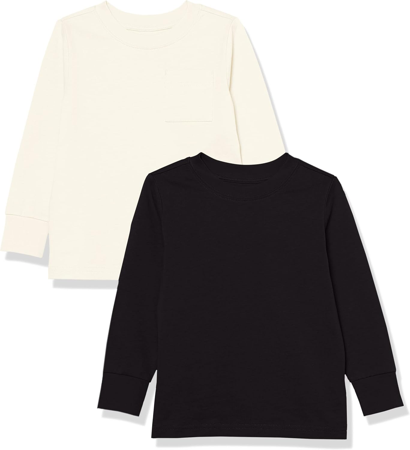 Amazon Essentials Unisex Kids and Toddlers’ Long-Sleeve Rib Cuff T-Shirt, Pack of 2