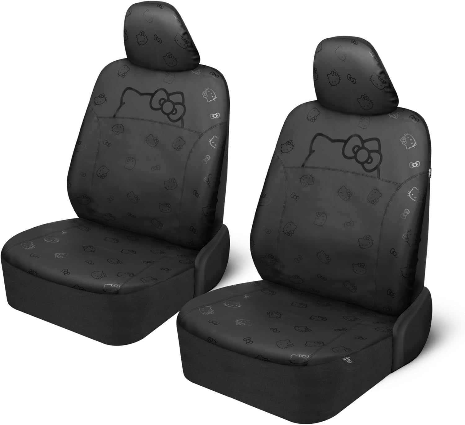 Carbella Hello Kitty Car Seat Covers – Cute Front Seat Covers, PU Leather Seat Covers for Cars, SUV, Van, Trucks, Hello Kitty Car Accessories 2pc Black