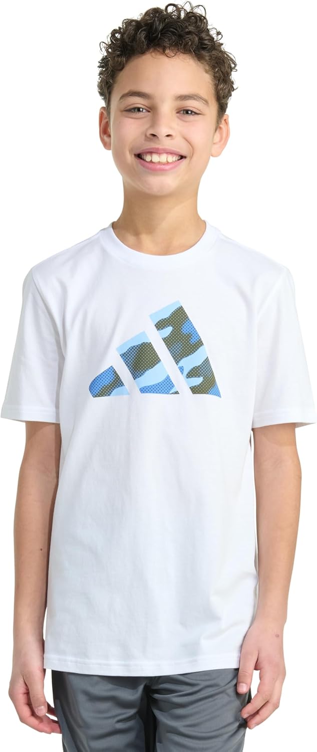 adidas Boys Short Sleeve Halftone Camo Logo Tee