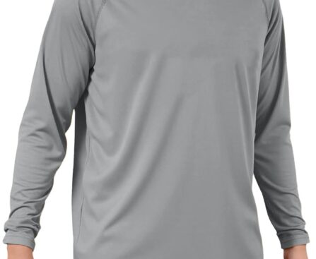 Haloumoning Boys Long Sleeve Athletic T-Shirts Kids Quick Dry Youth Performance Active Basic Tees 5-14 Years