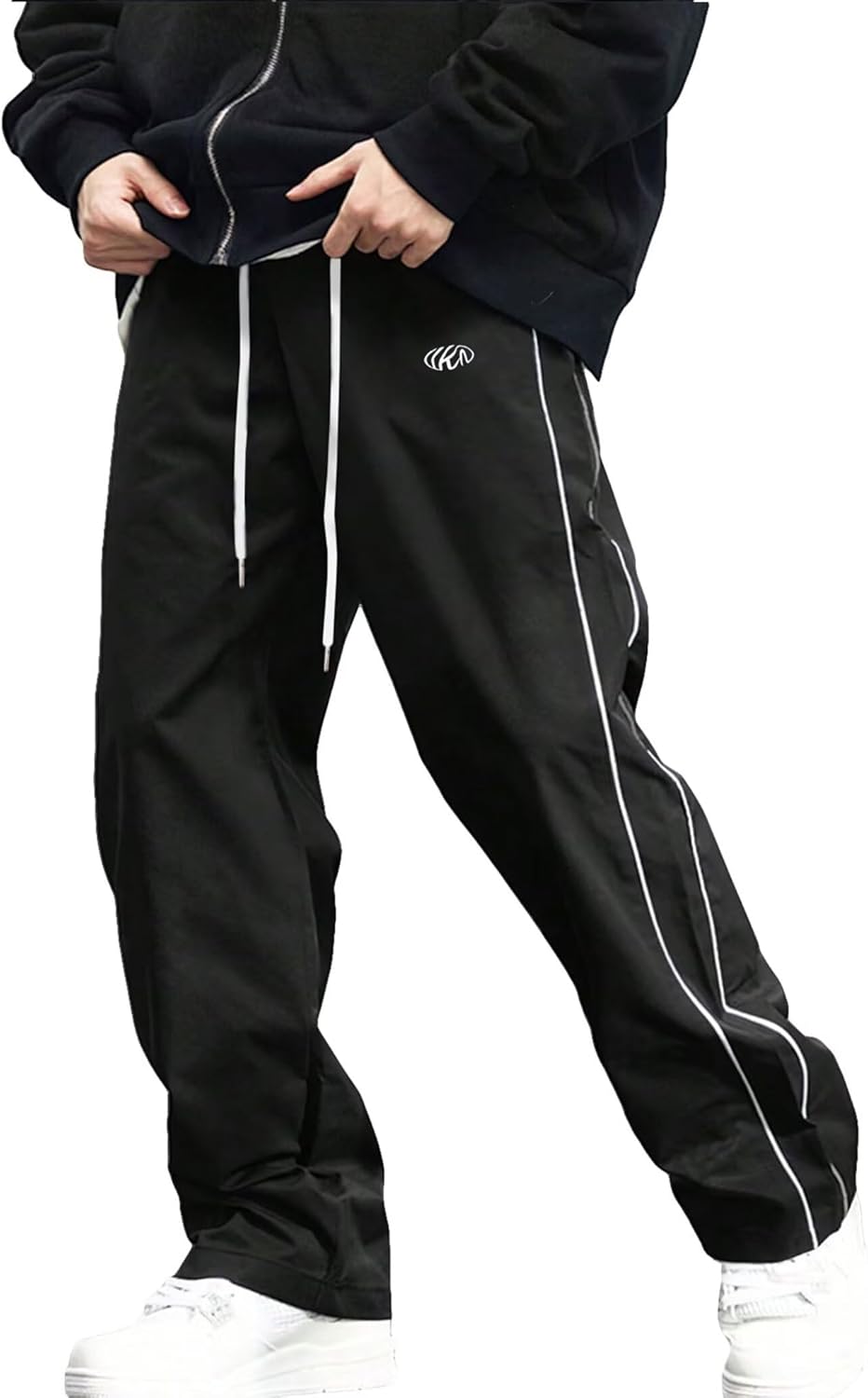 Mens Lightweight Sweatpants Y2k Drawstring Baggy Track Pants Cool Parachute Pants Streetwear