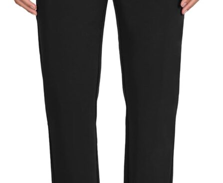 Plaid&Plain Men’s 4-Way Flex Stretch Slim Fit Dress Pants