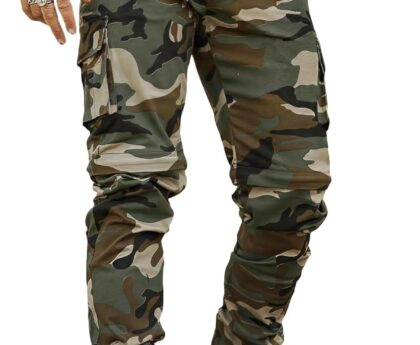 GINGTTO Mens Cargo Jogger Pants Slim Fit Stretch Zipper Pockets Thick Cotton Pants for Men