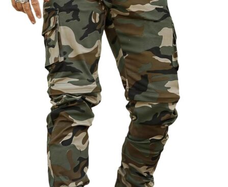 GINGTTO Mens Cargo Jogger Pants Slim Fit Stretch Zipper Pockets Thick Cotton Pants for Men