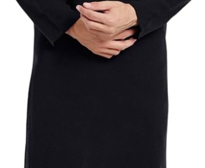 SKAVIJ Men’s Handloom Cotton Solid Round Neck Henley Long Sleeves Knee Length Casual Shirt