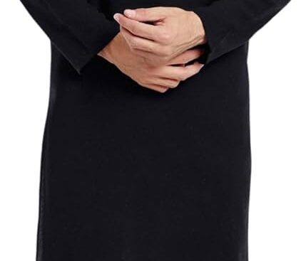 SKAVIJ Men’s Handloom Cotton Solid Round Neck Henley Long Sleeves Knee Length Casual Shirt