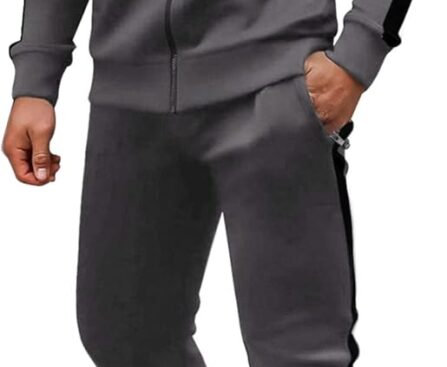 COOFANDY Tracksuit Mens with Zipper Pockets Full Zip Hoodie Sweatsuit 2 Pieces Running Jogging Sports Casual Sweat Suits