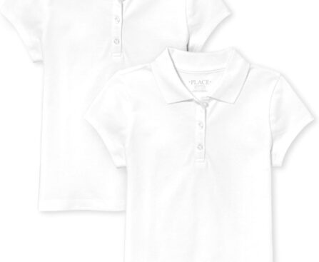 The Children’s Place Girls’ Short Sleeve Ruffle Pique Polo, 2 Pack
