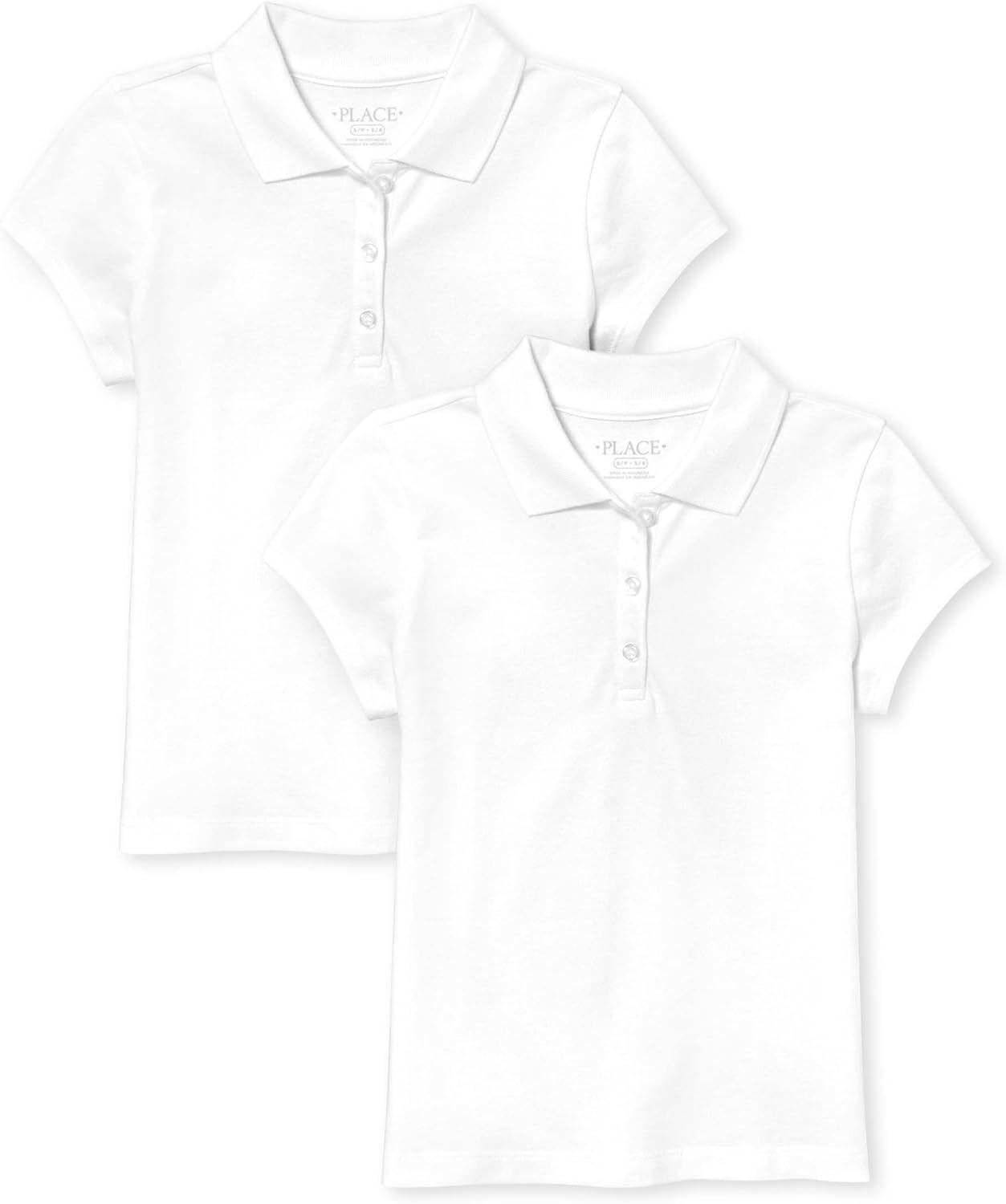 The Children’s Place Girls’ Short Sleeve Ruffle Pique Polo, 2 Pack