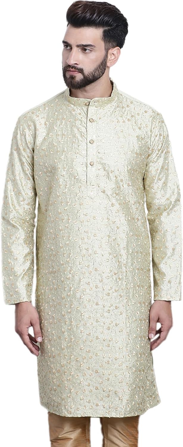 Sojanya (Since 1958 Men’S Silk Blend Embroidered Only Long Kurta