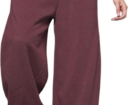 Men’s Baggy Sweatpants with Elastic Drawstring Waist, Wide-Leg Casual Loose Cotton Joggers with Deep Pockets Burgundy