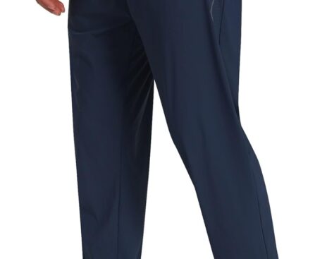 Men’s Stretch Athletic Fishing Pants Lightweight Cool-Touch Workout Joggers with Zipper Pockets