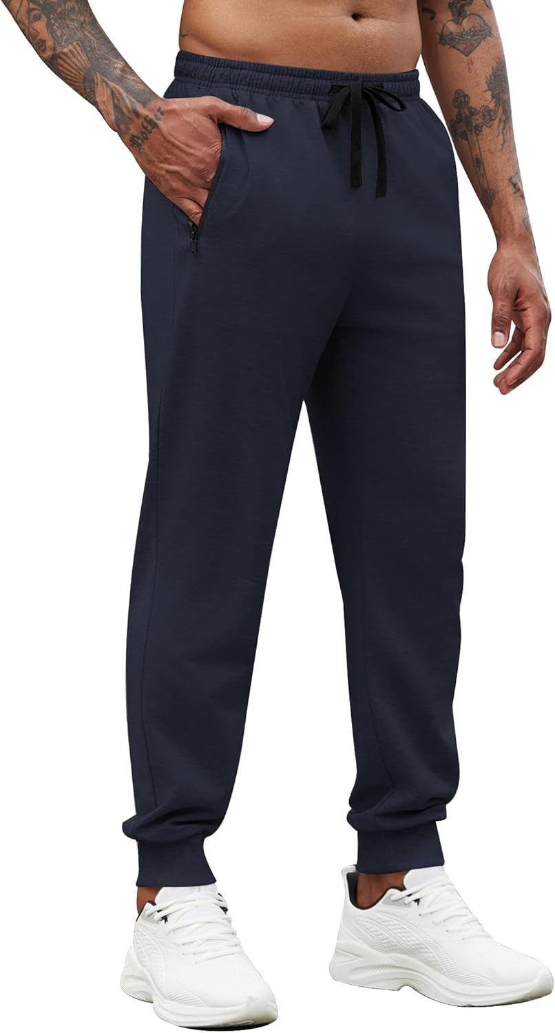 COOFANDY Men’s Joggers Drawstring Jogger Sweatpants with Zipper Pockets Lightweight Slim Fit Athletic Track Pants