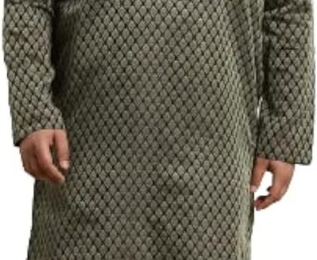 Sojanya Plus (Since 1958) Men’s Jacquard Silk Maroon Self design ONLY Long Kurta