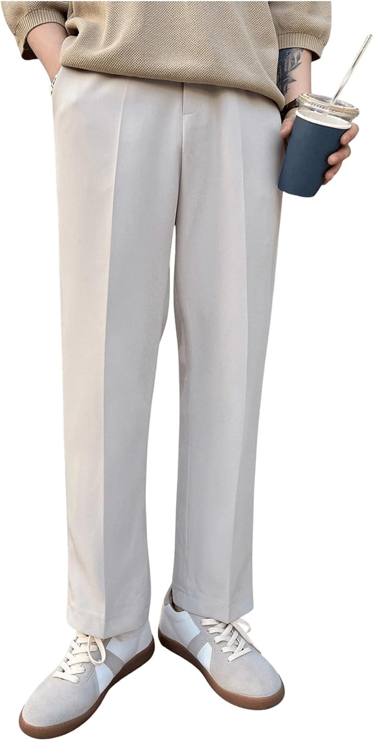 GORGLITTER Men’s Dress Pants Straight Leg Pleated Office Slacks Business Casual Pants