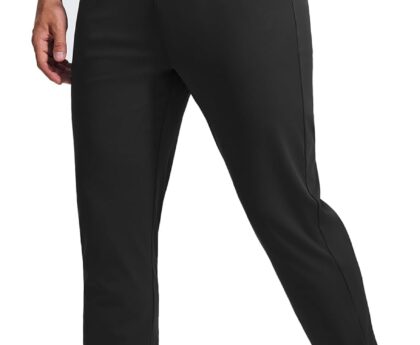 PINSPARK Mens Athletic Joggers Pants with Zipper Pockets Lightweight Quick Dry Workout Track Gym Pants