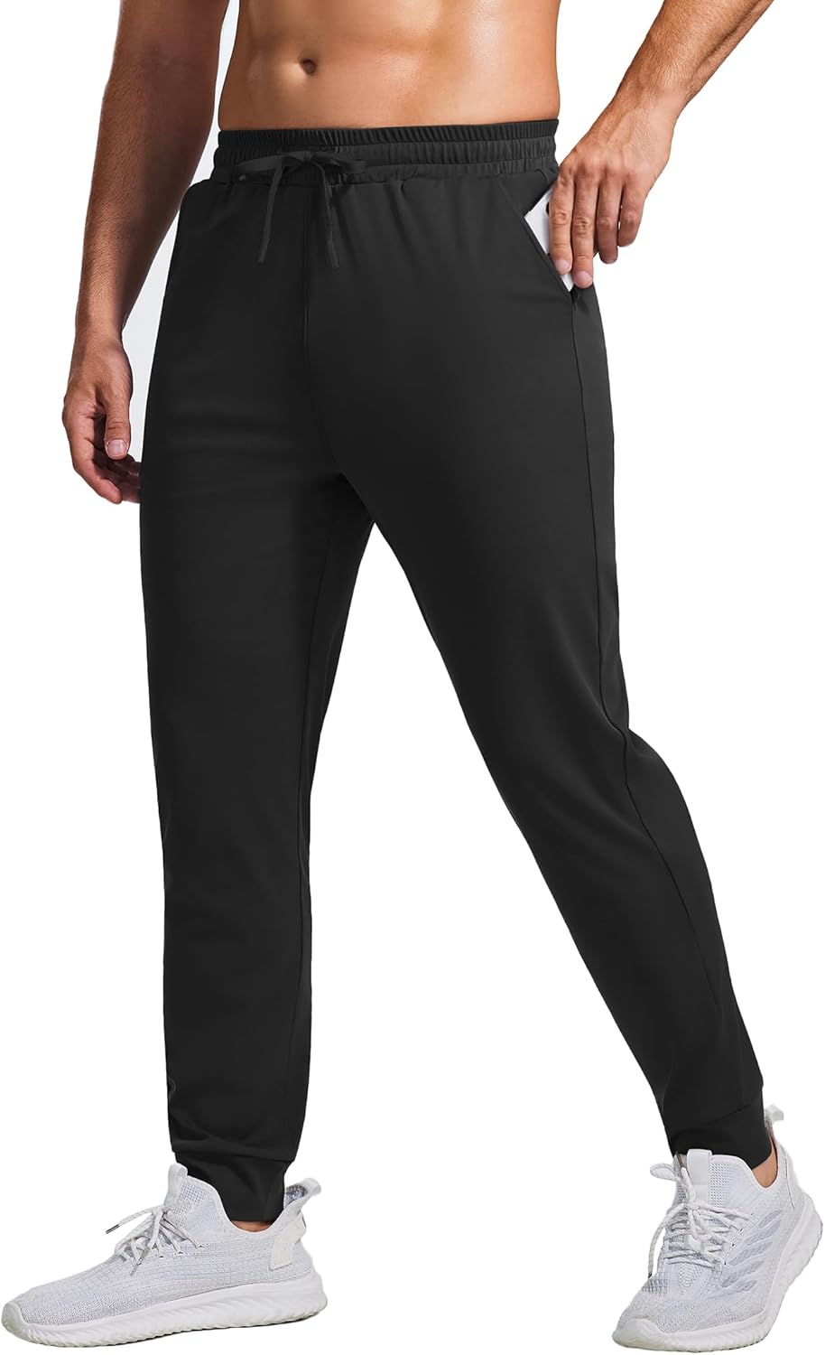 PINSPARK Mens Athletic Joggers Pants with Zipper Pockets Lightweight Quick Dry Workout Track Gym Pants