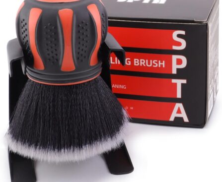 SPTA Ultra Soft Detailing Brush, Car Detail Brush, Orange Handle XL Synthetic Brush – Ultra Soft Bristles, Comes with Storage Rack, Covers Large Area Inside or Outside Vehicles