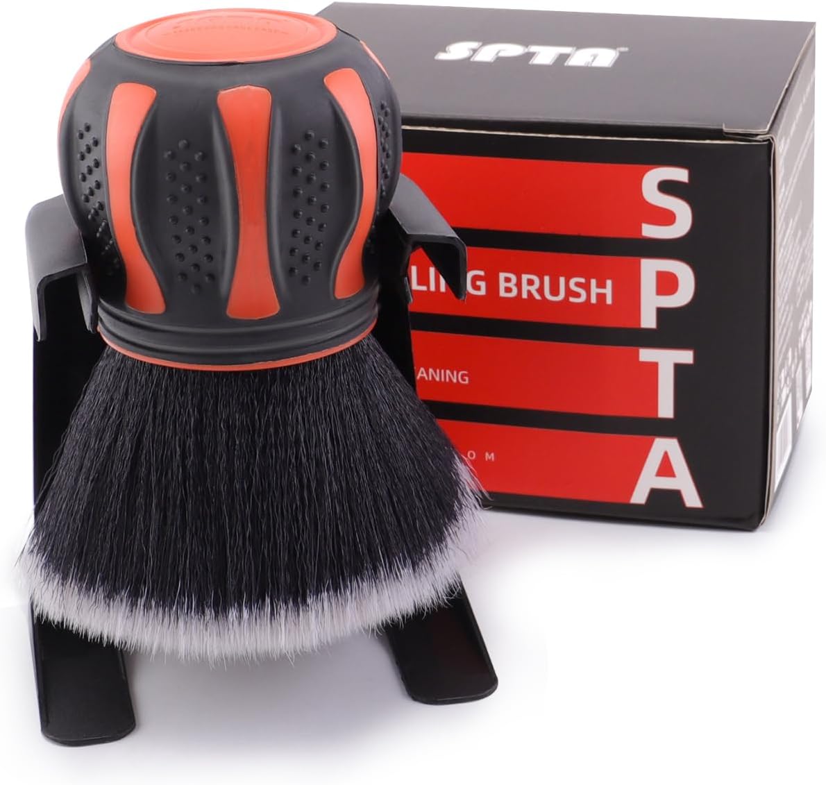 SPTA Ultra Soft Detailing Brush, Car Detail Brush, Orange Handle XL Synthetic Brush – Ultra Soft Bristles, Comes with Storage Rack, Covers Large Area Inside or Outside Vehicles