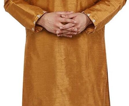 SKAVIJ Men Art Silk Kurta Pyjama Party Wedding Regular Ethinic Wear Indian Dress Set
