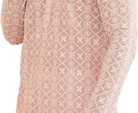 Sojanya (Since 1958 Men’S Ethnic Motifs Embroidered Regular Thread Work Cotton Long Kurta