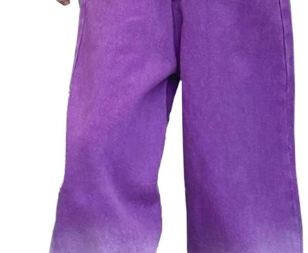 Girls’ Baggy Jeans Candy Colors High Rise Elastic Waist Wide Leg Washed Denim Pants Size 5-14 Years …